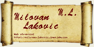 Milovan Laković vizit kartica